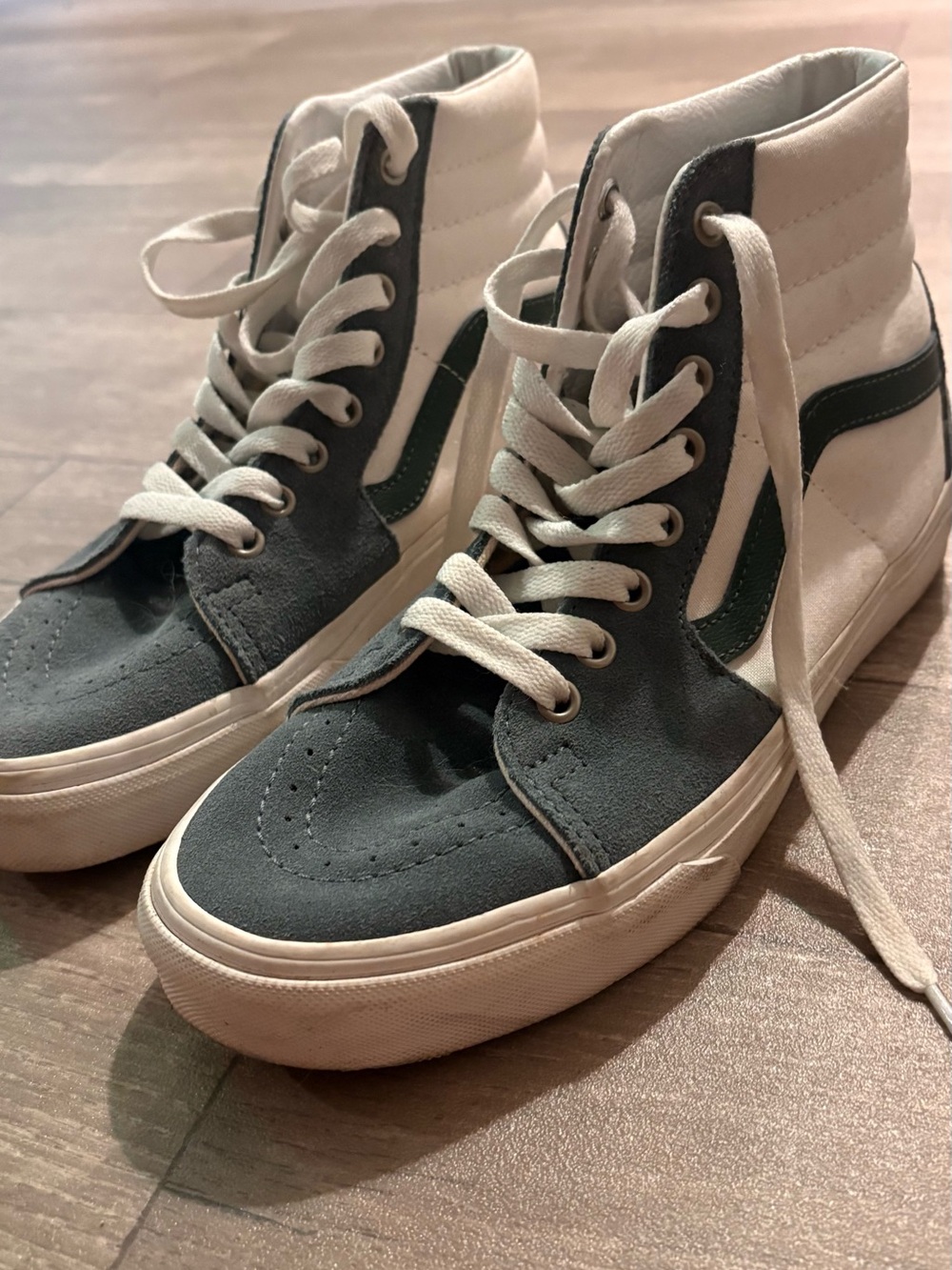 Vans High-Top Canvas Sneakers Blue Green and White